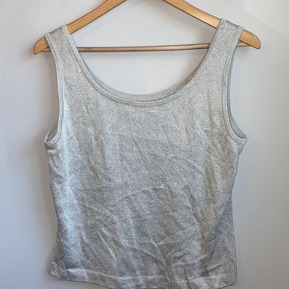 St. John Basics Silver Shimmer Tank SZ S - Picture 3 of 4
